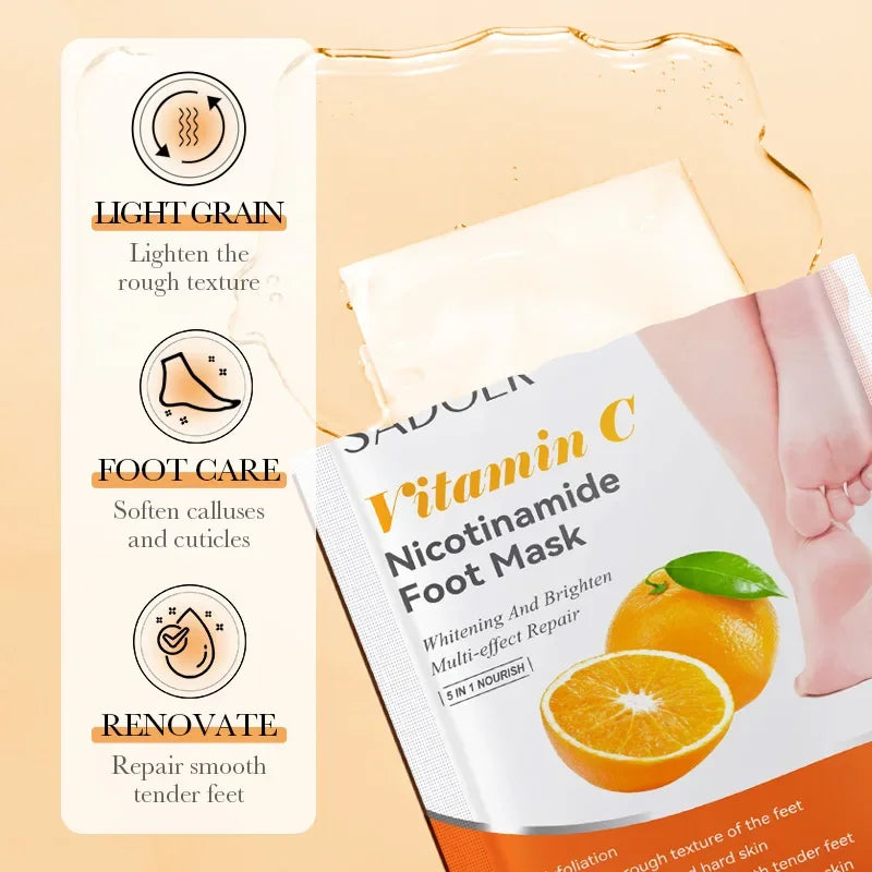 SADOER Fruit Foot Peeling Mask 6 Pairs – Exfoliating Spa Pedicure