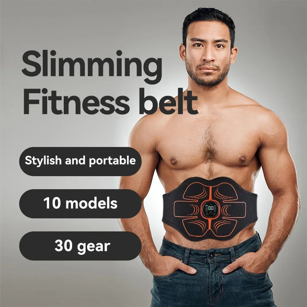 EMS Abdominal Trainer Belt – 10 Modes, LCD, USB-C Rechargeable