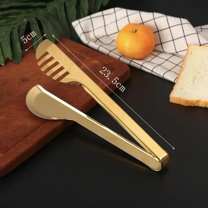 Gold Stainless Steel Food Tongs – Multi-Style Kitchen Serving