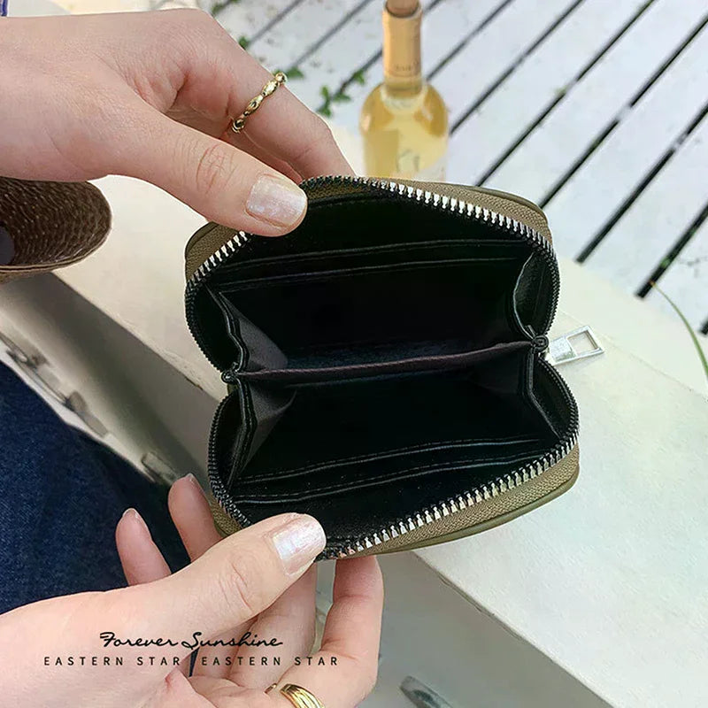 Mini Ruched Coin Purse – Compact PU Zipper Wallet