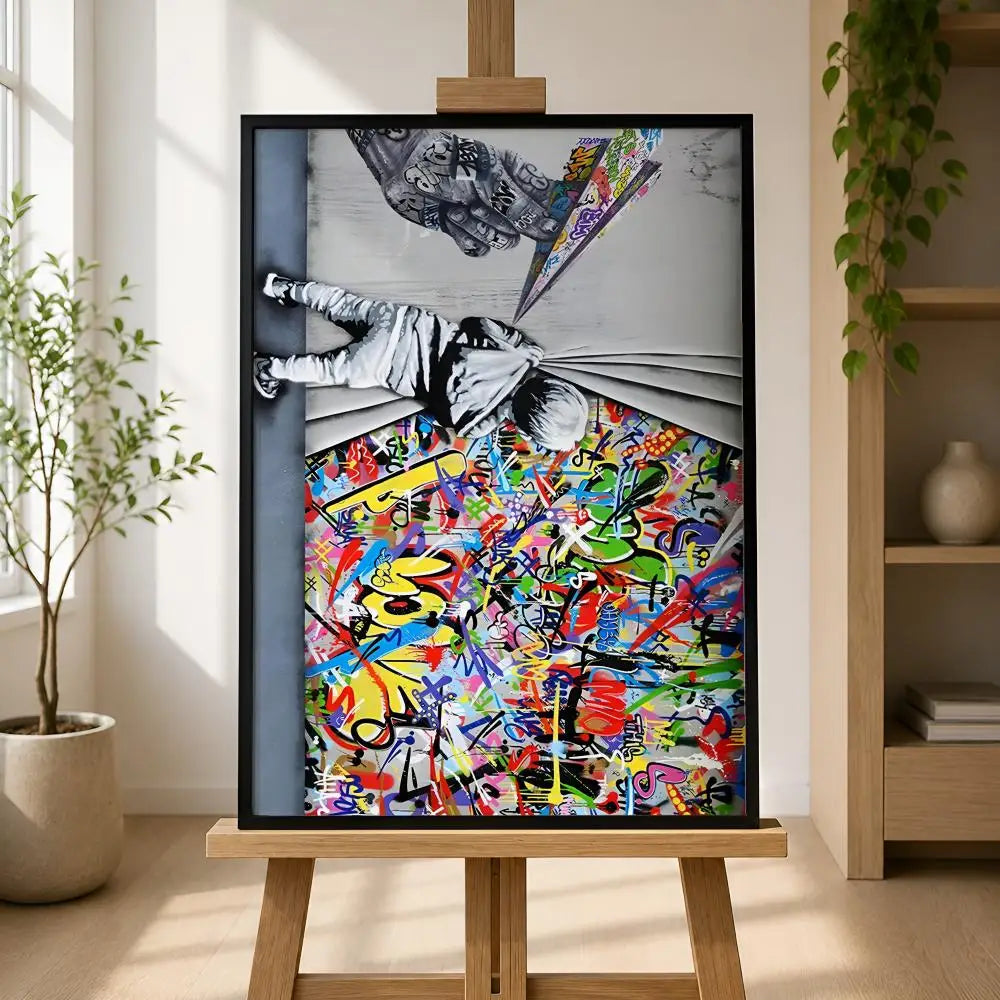 Banksy-Style Peel & Stick Wall Poster – Waterproof PVC HD Art