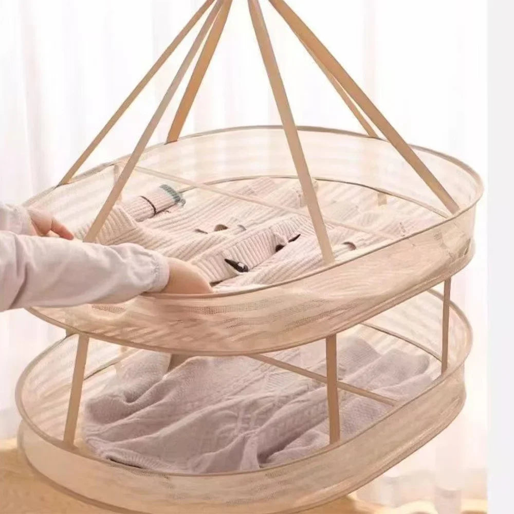 Foldable Hanging Mesh Laundry Bag Windproof Stretch Resistant