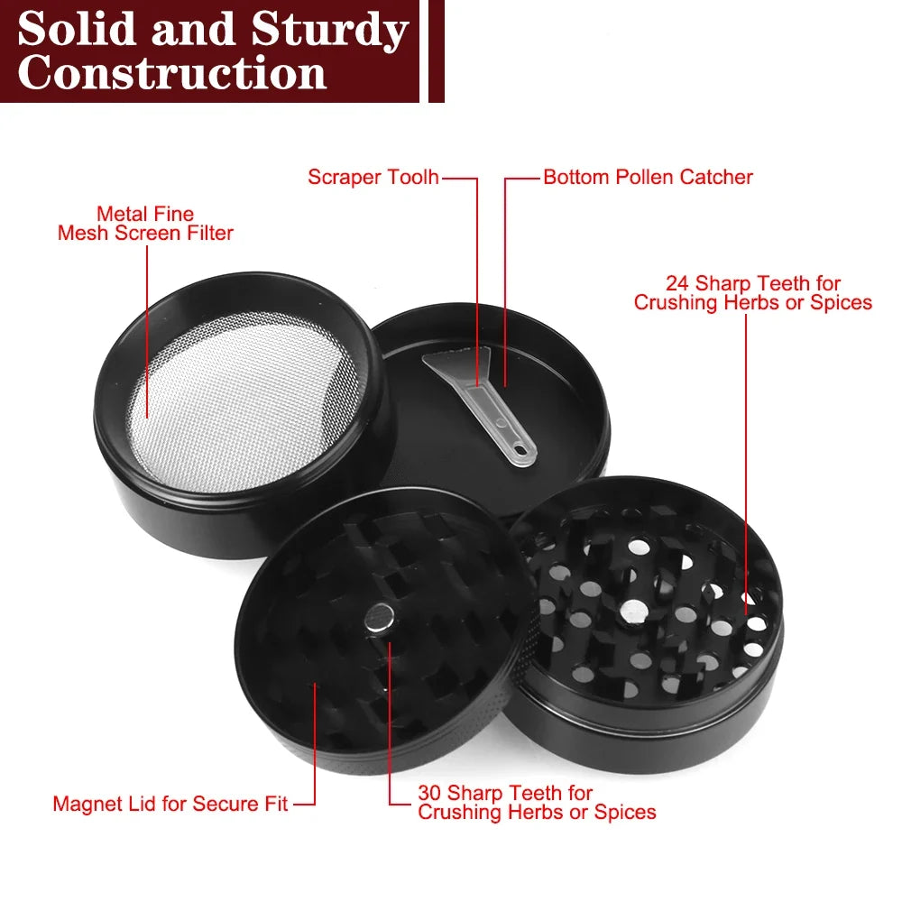 4-Layer Herb & Spice Grinder – Aluminum Alloy 40MM & 50MM Set