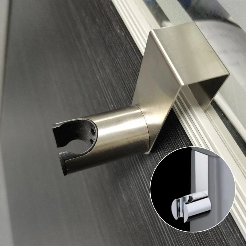 Stainless Steel Shower Head Holder – No-Drill Tank & Wall Mount