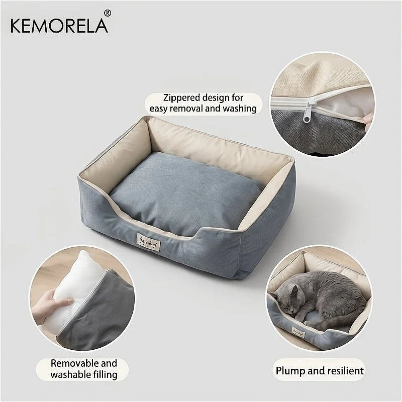 KEMORELA Four Season Cat & Dog Bed – Washable Anti-Slip Sofa