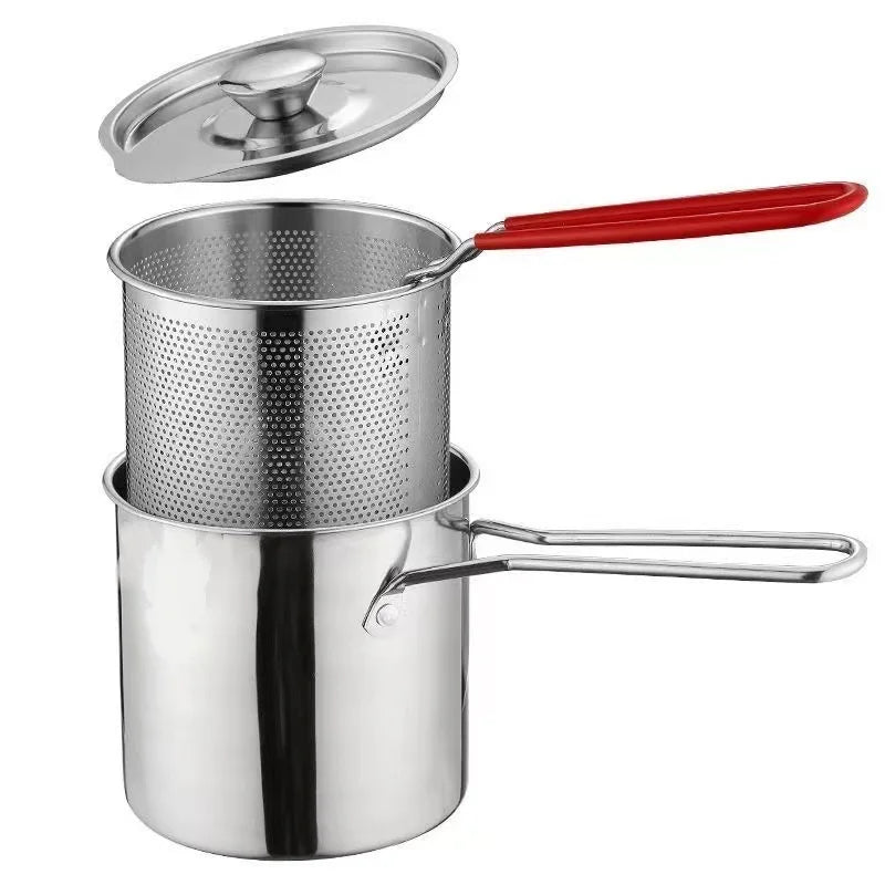 Stainless Steel Deep Fryer Frying Basket Multifunctional Small Pot