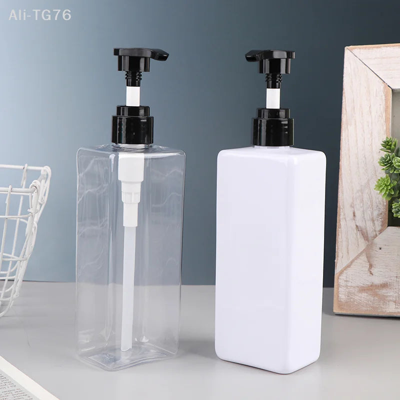 500ml Square Pump Dispenser Bottle – Refillable PET Plastic