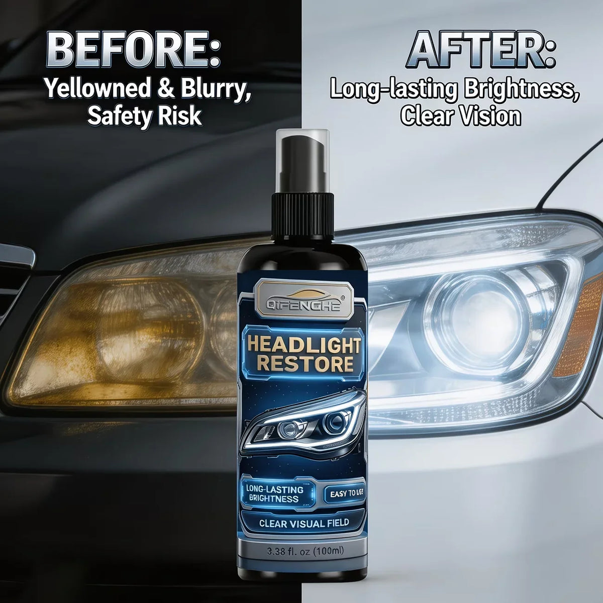Car Headlight Restoration Kit – Restore Spray & Polish 100ml