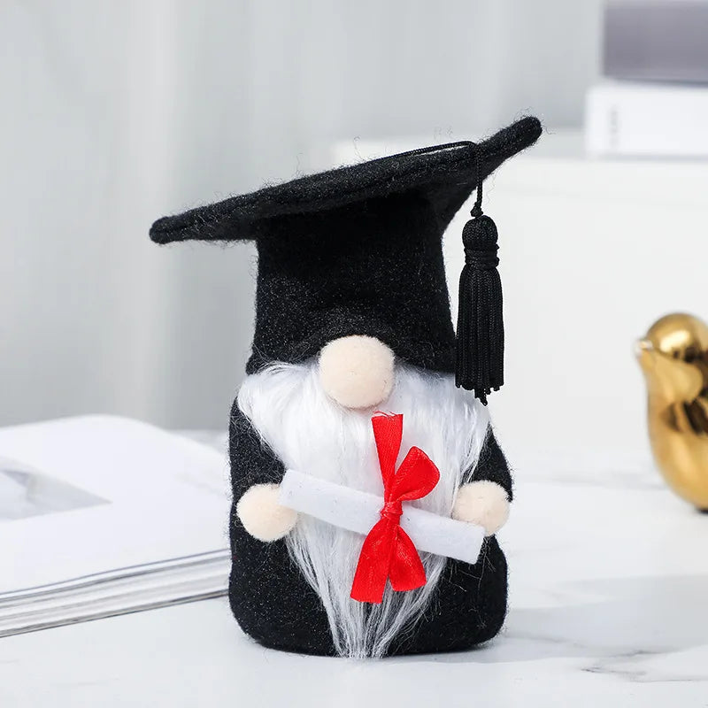 Graduation Season Black Doctoral Cap Faceless Doll Dwarf Figurine