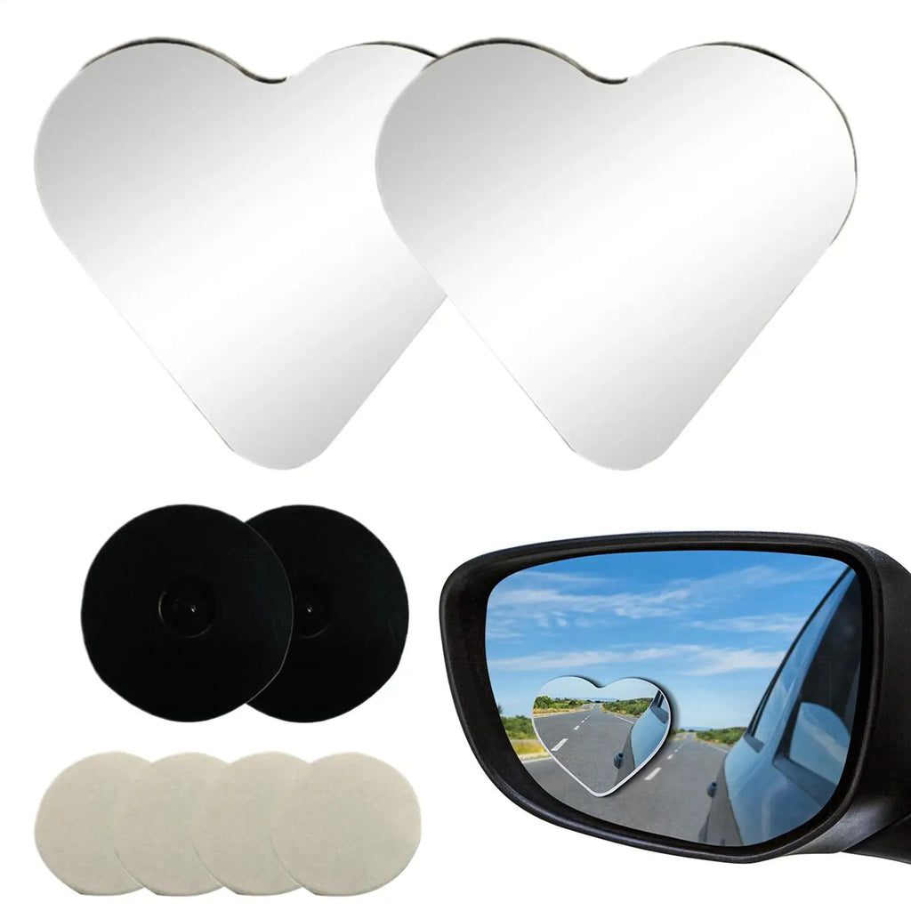 Blind Spot Mirrors 2 Heart Shaped Rearview Convex Mirror Removable