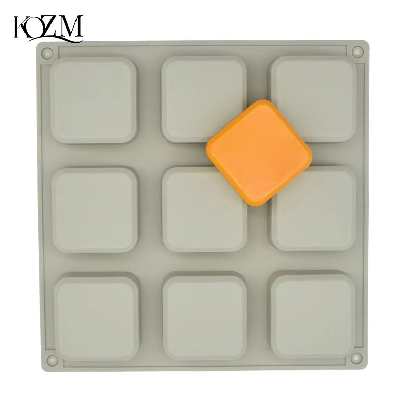 9-Cavity Silicone Soap Mold | Square Handmade Soap Bar Mold
