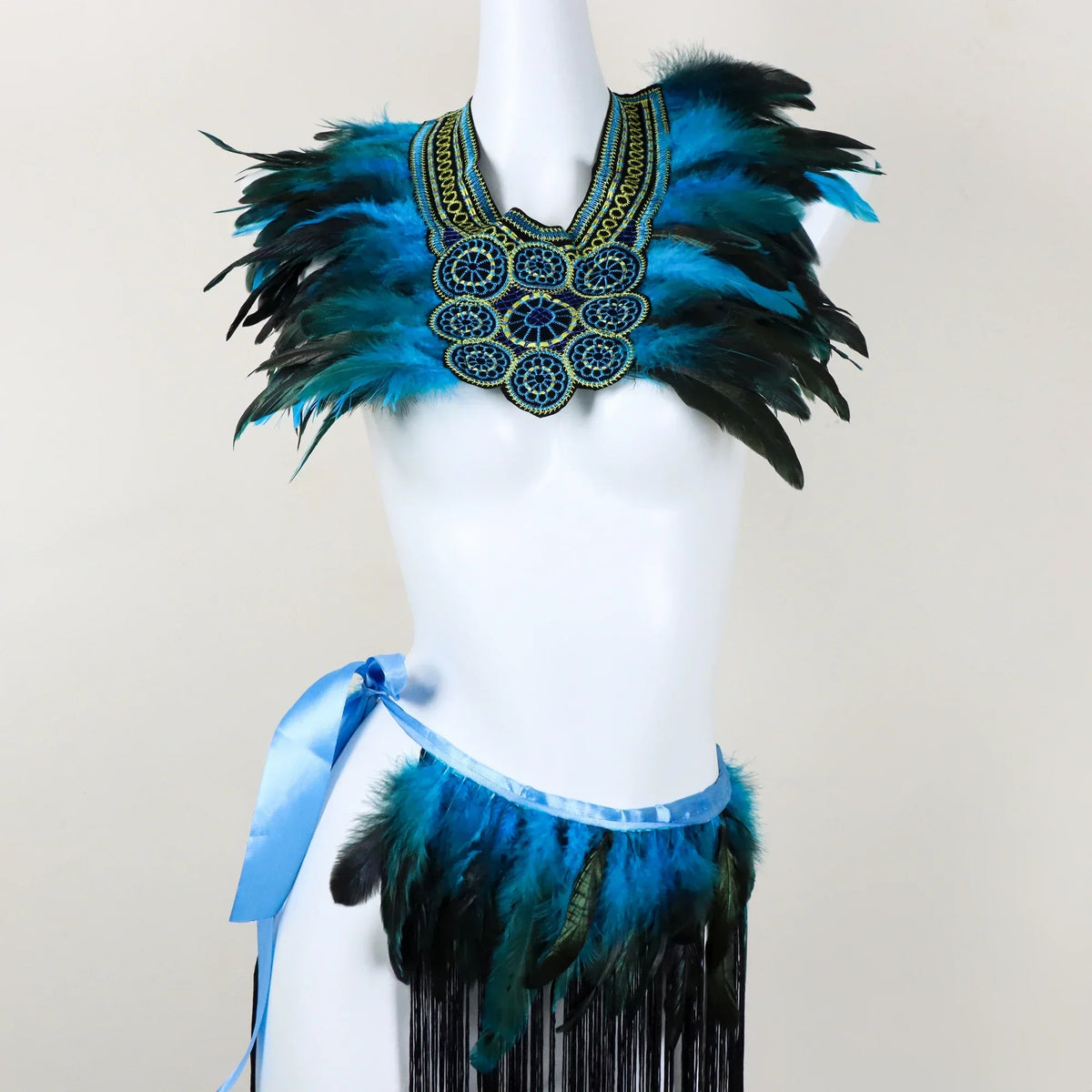 Cosplay Punk Goth Feather Collar Shoulder Women Lace Bolero Jacket