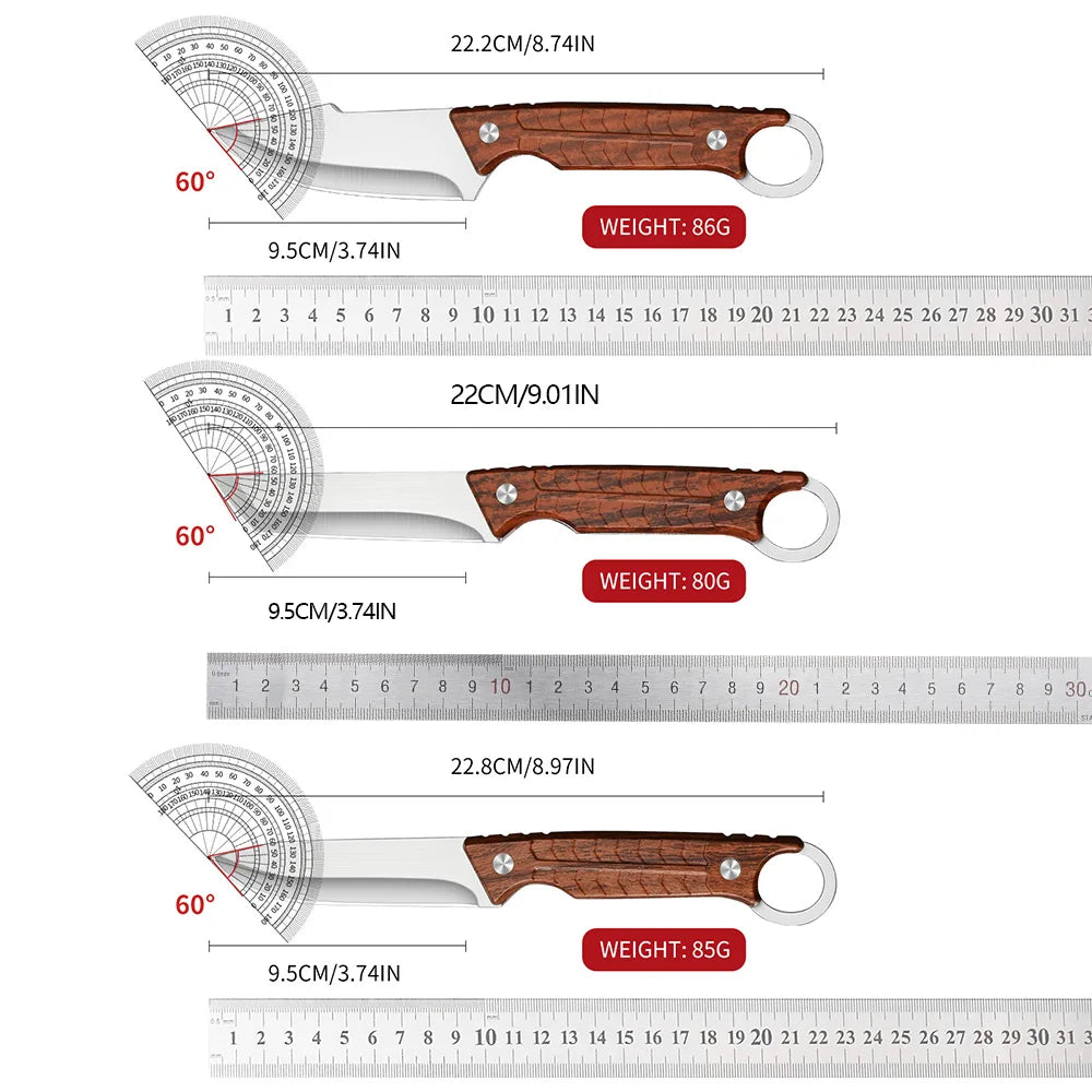 PLYS Fixed Blade Camping Knife – Stainless Steel with Sheath