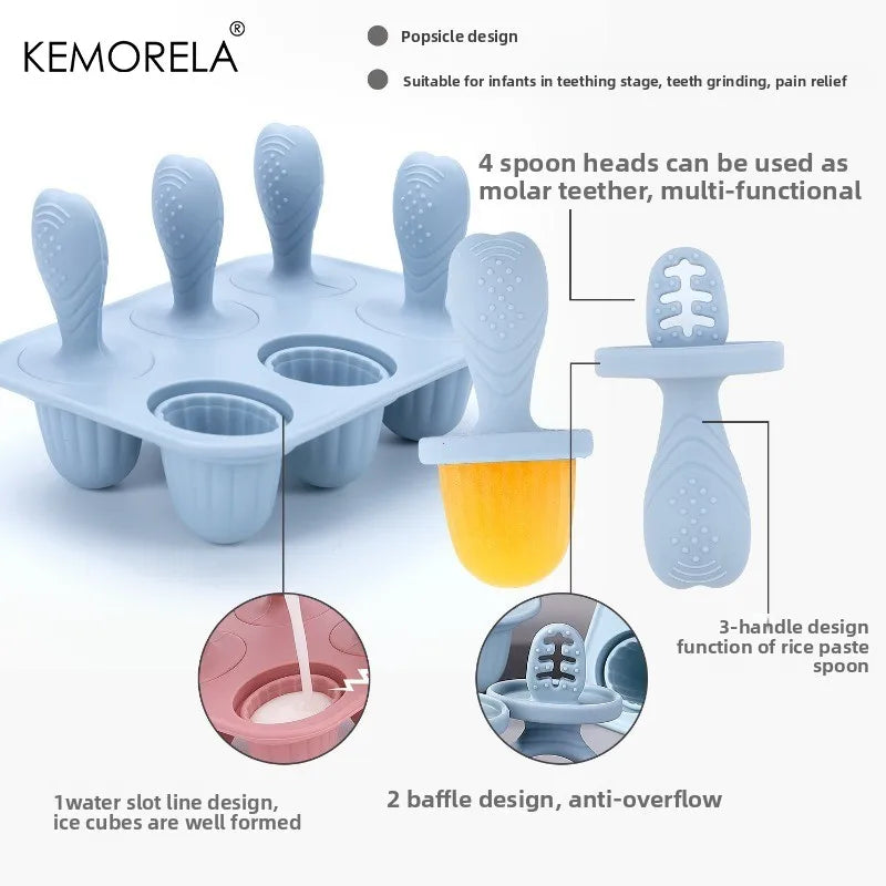 KEMORELA 6-Cavity Baby Popsicle Silicone Mold | Homemade Ice Pops