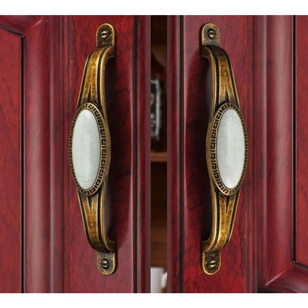 Antique Bronze Morning Glory Cabinet Knobs | Ceramic & Zinc Alloy