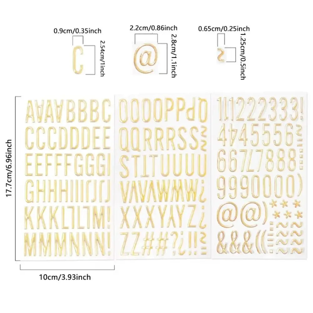 3D Gold Letter & Number Stickers – Puffy Waterproof Decals 3 Sheets