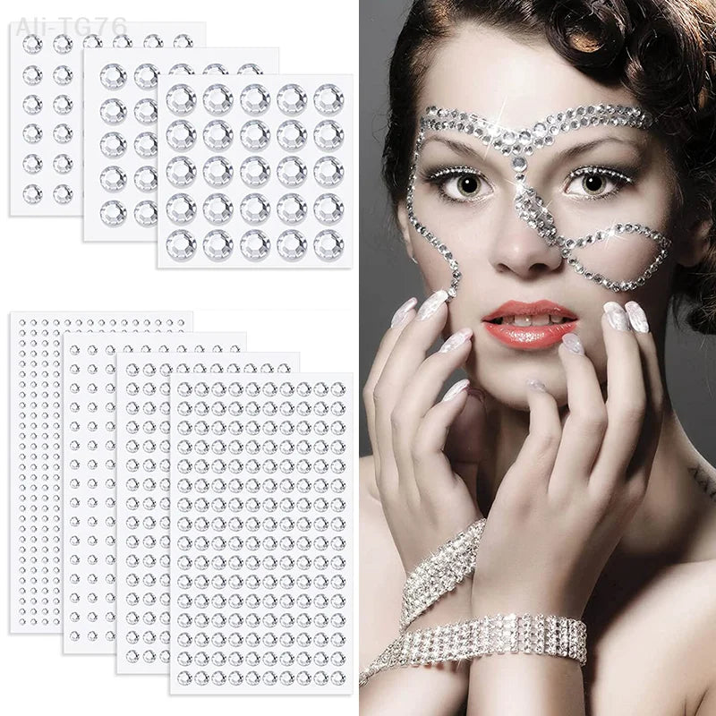 Self-Adhesive Crystal Rhinestone Stickers – Face, Hair & Body Gems