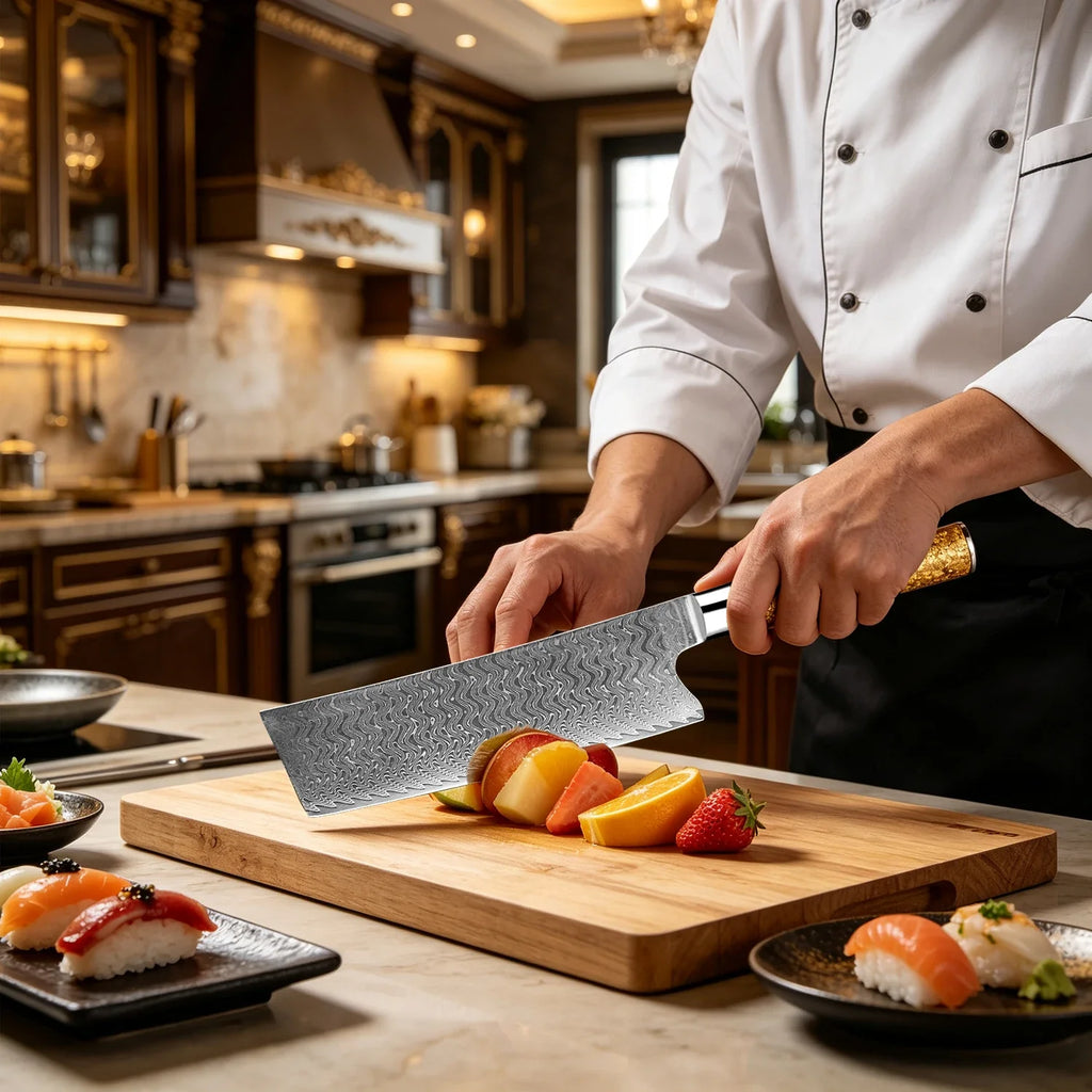 XITUO 7" Nakiri Knife – Japanese Damascus Steel Chef Knife