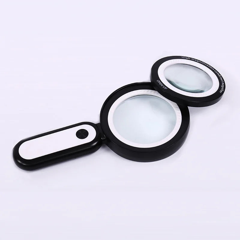 Dual Lens LED Magnifying Glass 10X 30X – Handheld Magnifier