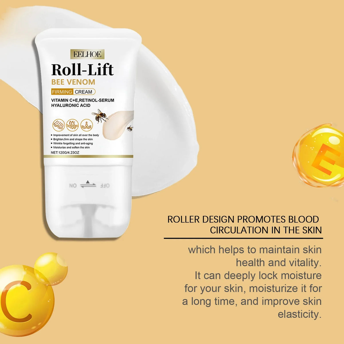 EELHOE Bee Venom Firming Body Cream Roller – Skin Tightening