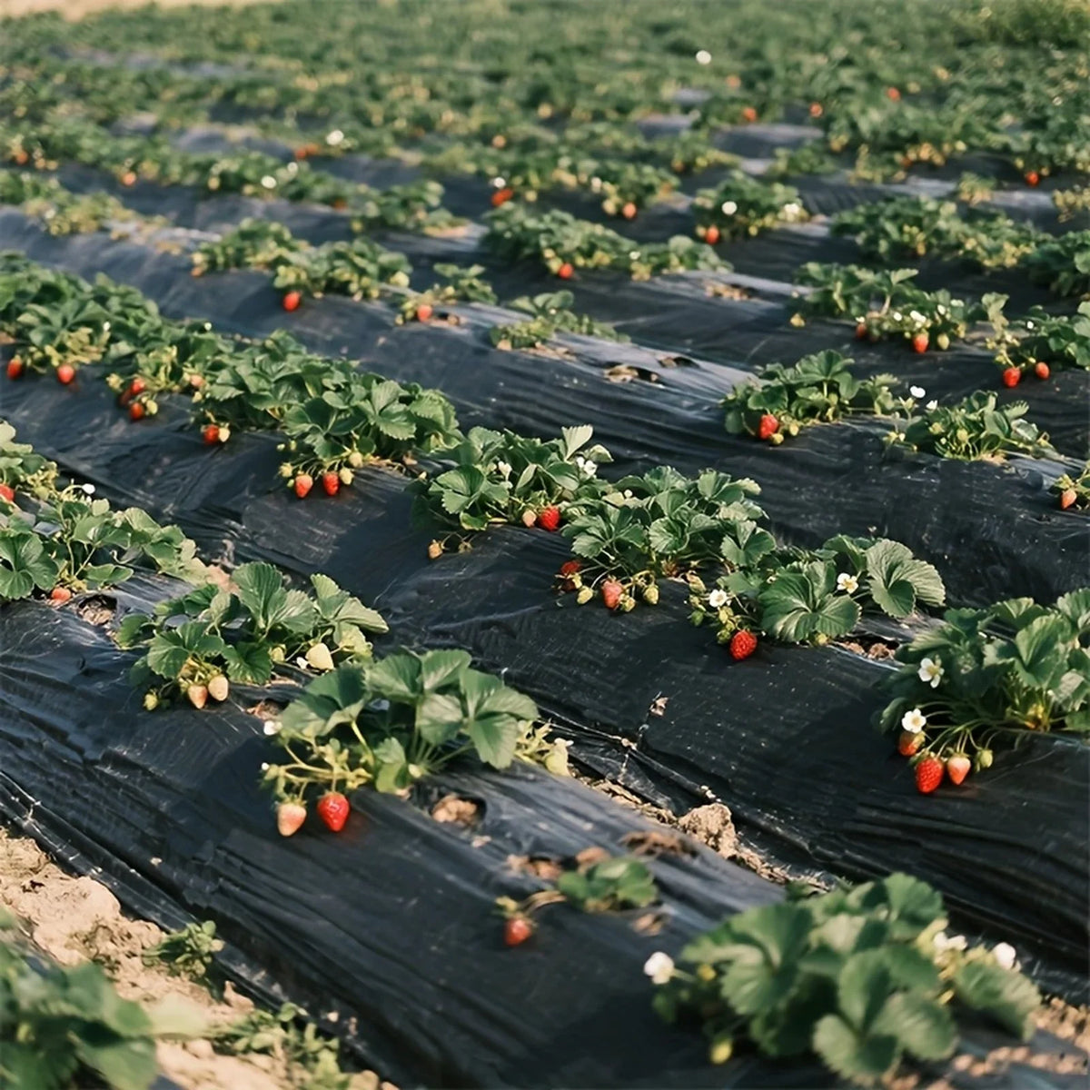 Black Weed Control Mulch Cloth with Planting Holes – 60cm×10m