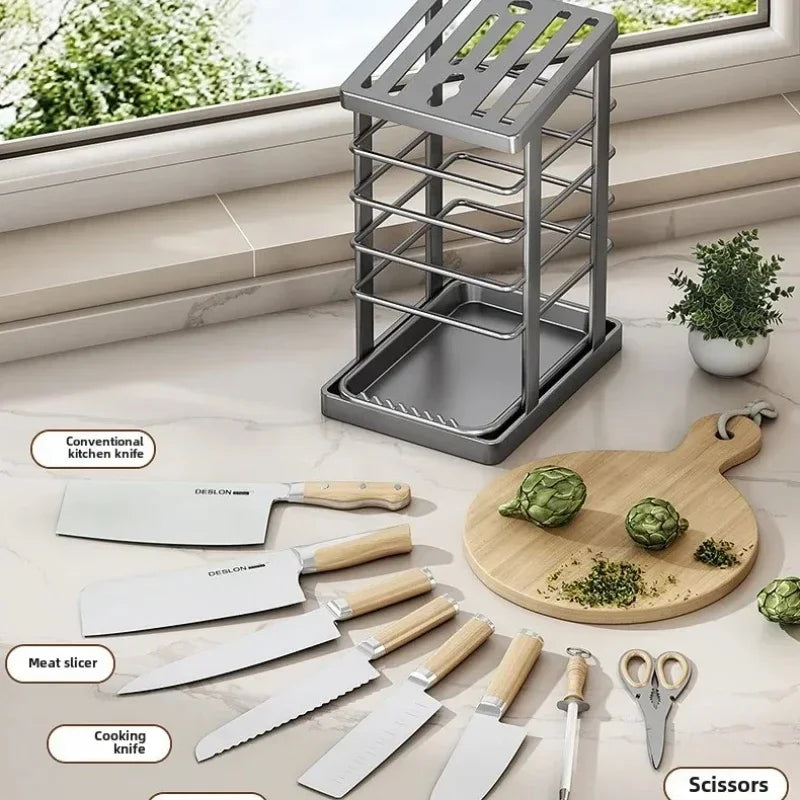 Kitchen Countertop Companion Multi-function Dish Rack Knife Holder