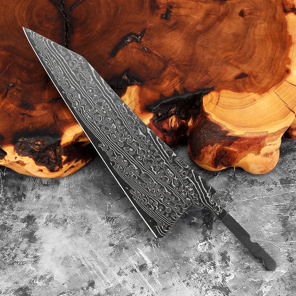 Damascus Steel Knife Blank Set 1–8 PCS | DIY Kitchen Blade