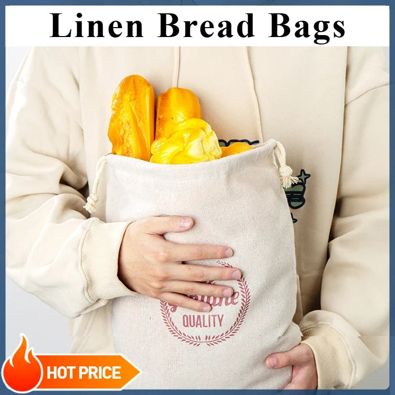 Reusable Linen Bread Bags Drawstring – Artisan Bread Storage