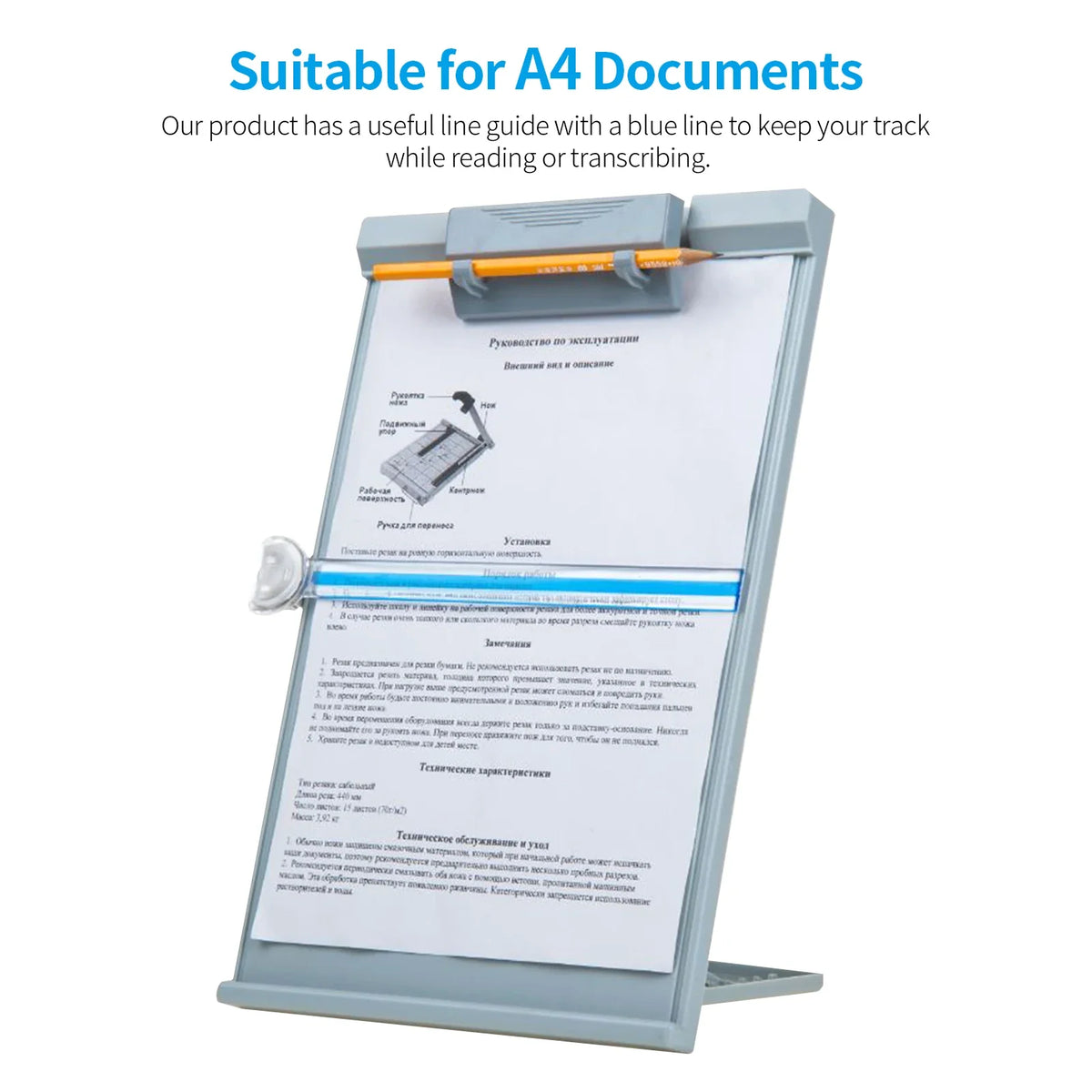 A4 Desktop Document Holder | Adjustable Clip & Line Guide