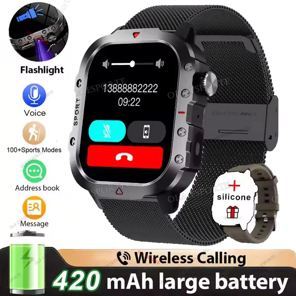 2026 Smartwatch Men Militray Outdoor GPS Sport Watches Heart Rate