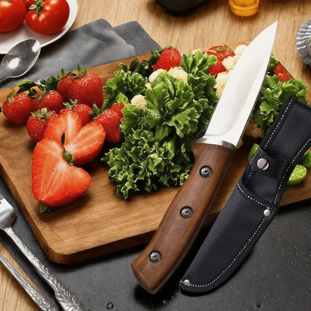 Rosewood Handle Fruit & Boning Knife with Sheath | 4Cr15 Steel