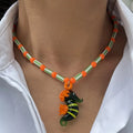 Colorful Glass Beaded Seahorse Fish Pendant Necklace