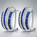 Huitan Cubic Zirconia Hoop Stud Earrings – Elegant Women's Jewelry