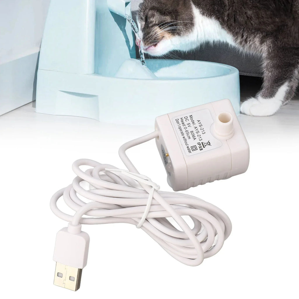 Pet Water Fountain Pump 5V USB Powered Removable Adjustable DC