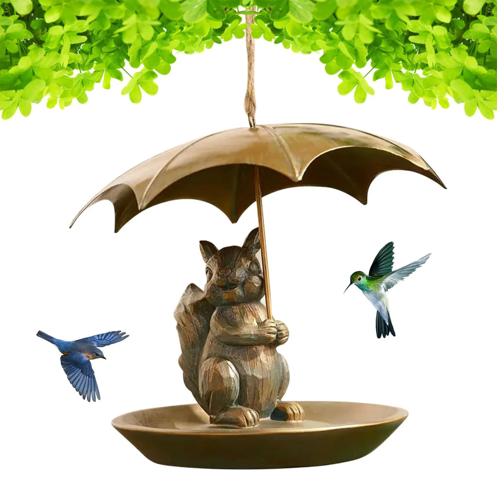 Metal Animal Umbrella Bird Feeder | Garden Yard Decor Gift