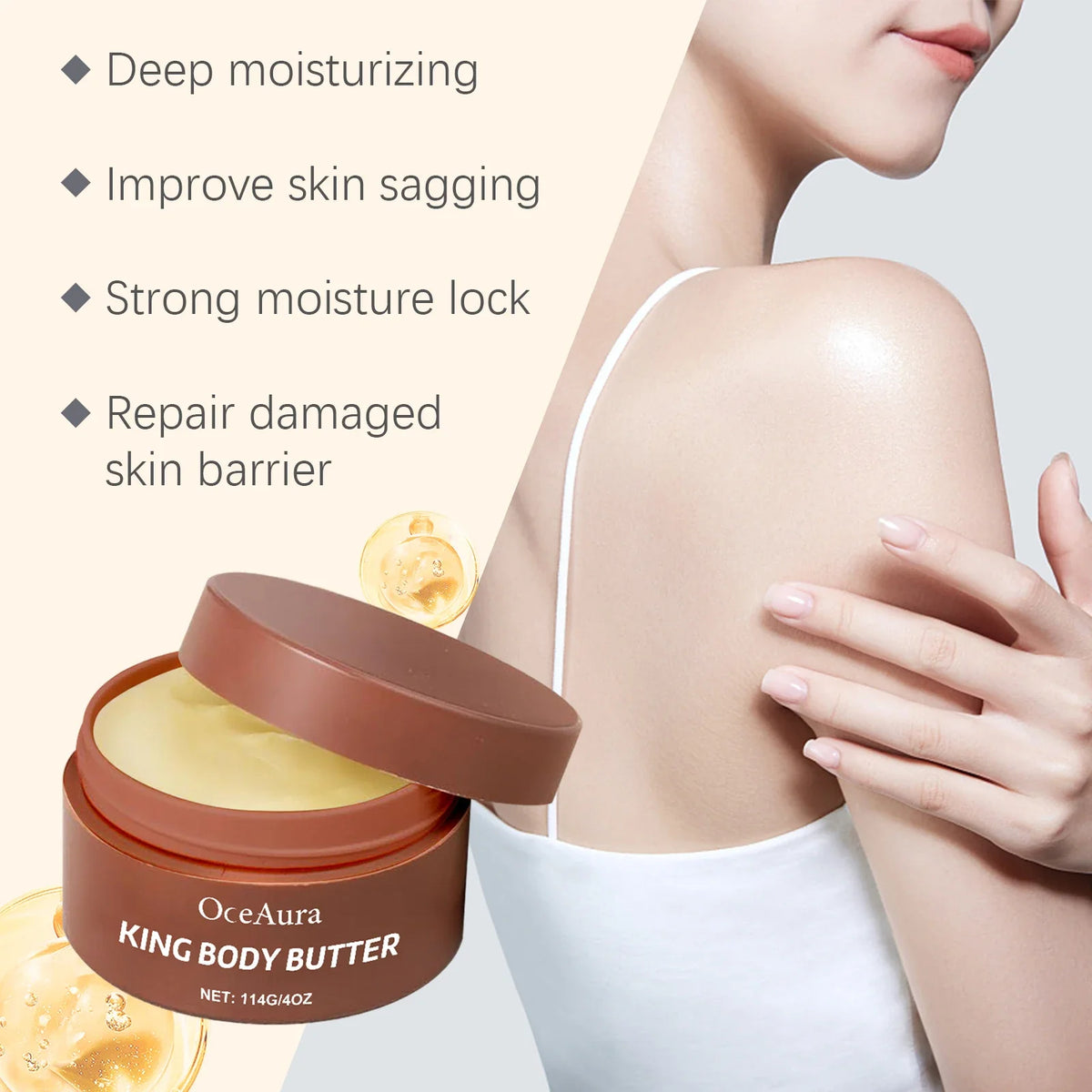 OceAura Shea Butter Body Cream – Deep Moisturizer 114g