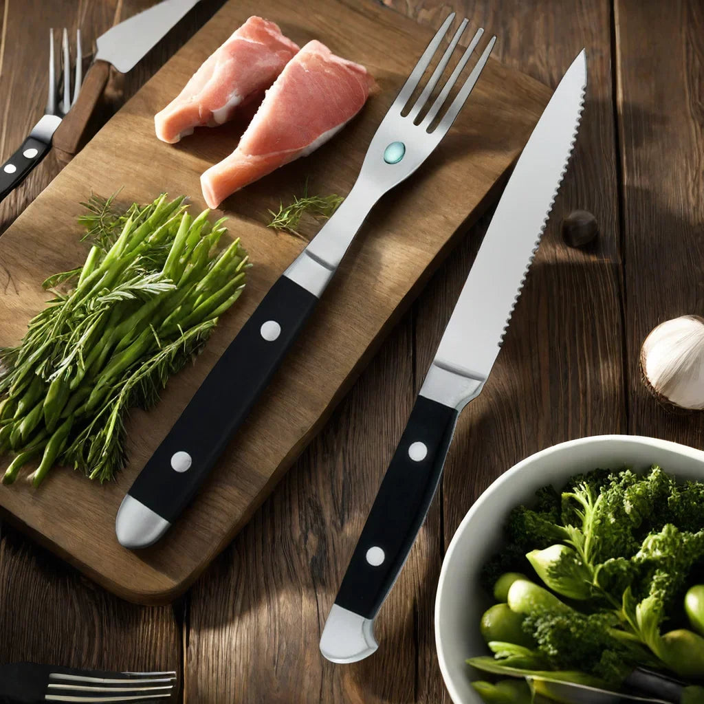 12-Piece Stainless Steel Steak Knife Set – Resin Rivet Handle
