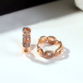 Huitan Chain Link CZ Hoop Earrings – Rose Gold Fashion Jewelry