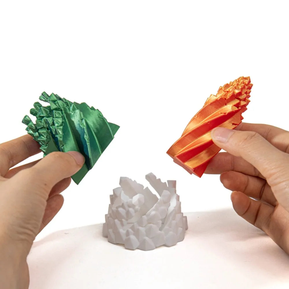 3D Printed Crystal Spiral Cone Figurine | Desk Decor & Fidget Toy