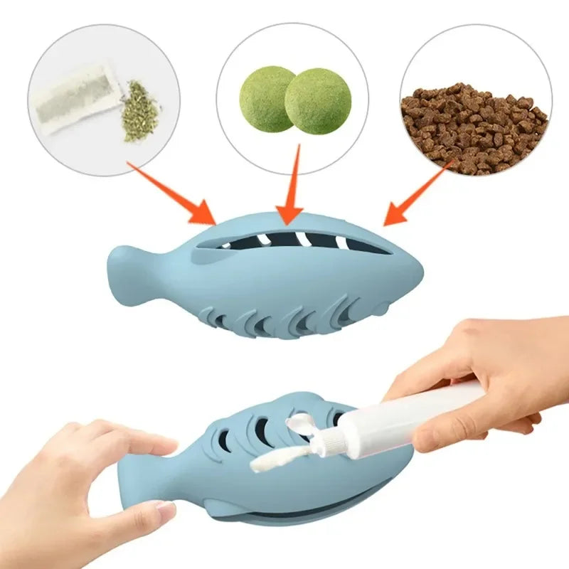 Fish-Shaped Silicone Cat Chew Toy | Interactive Treat Dispenser
