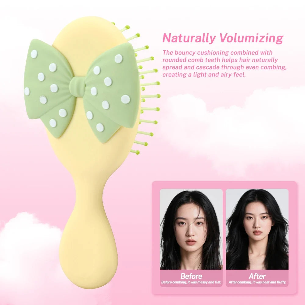Mini Bow Air Cushion Hairbrush – Anti-Static Detangler Comb