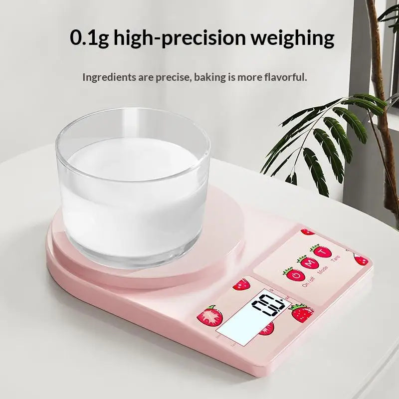Strawberry Digital Kitchen Scale | 0.1g Precision for Baking