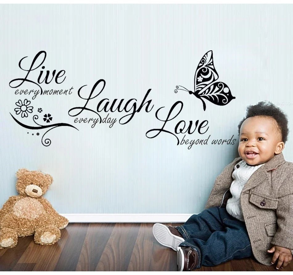 Live Laugh Love Butterfly Wall Decal – Vinyl Quote Sticker