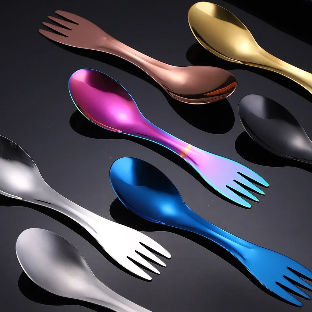 304 Stainless Steel Camping Spork – Multifunctional Fork & Spoon