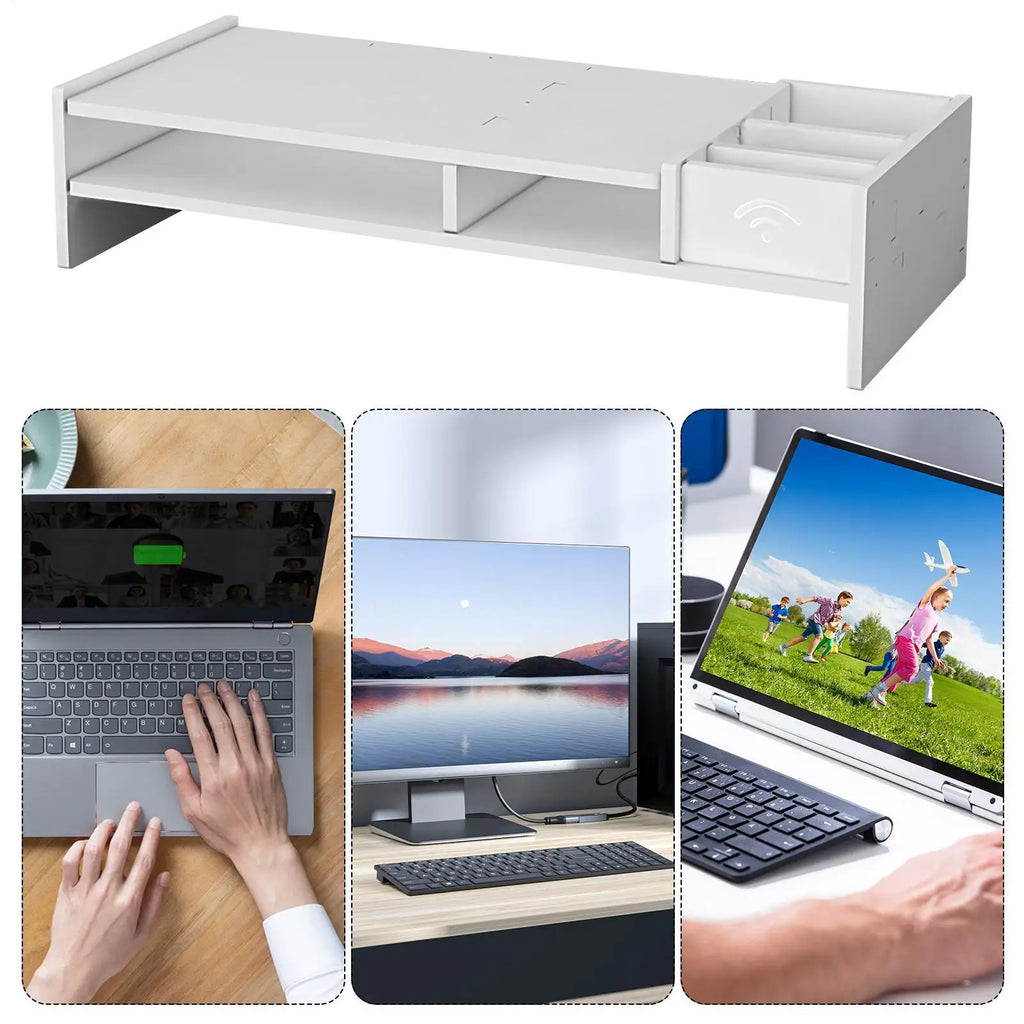 3-Tier Monitor Riser & Desk Organizer Shelf | Home Office