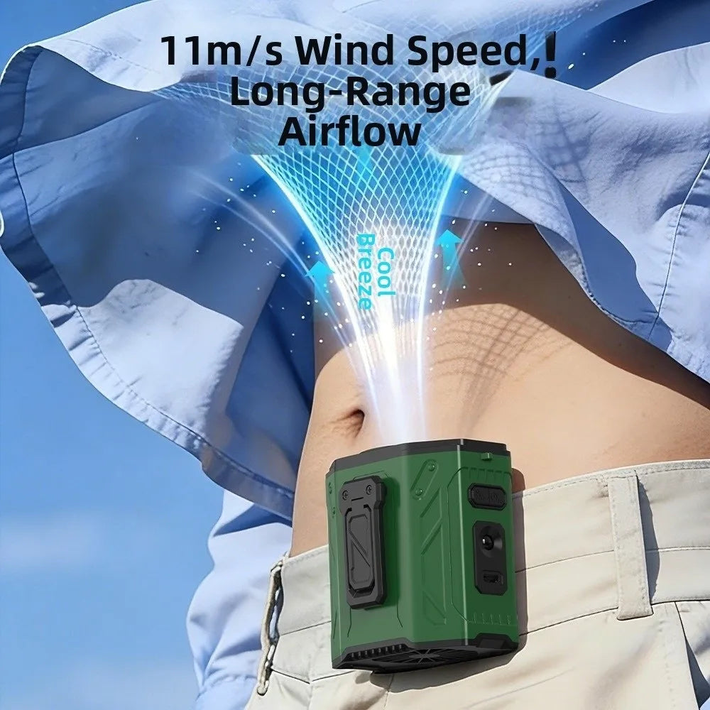 Rechargeable Waist Clip Fan – 100-Speed Wearable Neck & Belt Fan