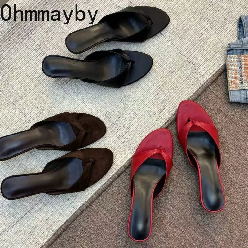 Women's Clip Toe Square Heel Dress Slides – Summer Party Shoes