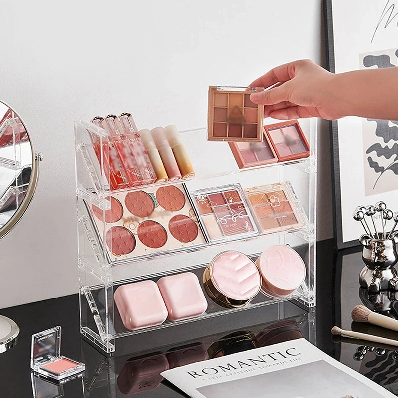 3-Layer Acrylic Cosmetics Display Rack & Desktop Organizer