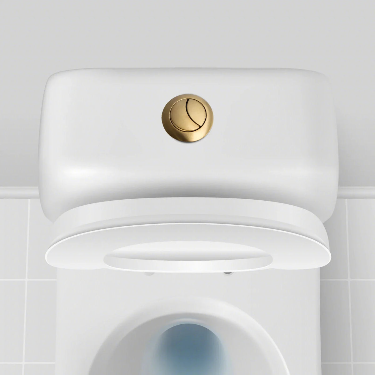 ABS Toilet Tank Round Stem Button Brushed Gold Close Coupled Flush