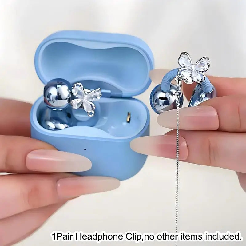 Butterfly Rhinestone Earbud Charms | Open Ear Earphone Clips